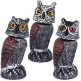 Hausse horned owl decoy in a 3-pack deters garden birds with lifelike silhouette.