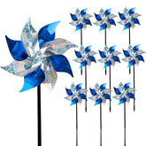Hausse reflective pinwheels in blue-silver deter birds from your yard