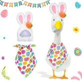 HaWeier Easter Porch Goose Outfit with bunny hood enhances outdoor Easter decor for charming yard displays.