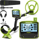 Hazlewolke metal detector with large backlit display for easy reading during treasure hunts.