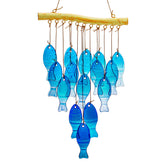 H D Hyaline Dora 23in blue glass sea wind chimes for outdoor decor and mood
