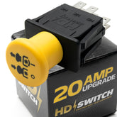HD Switch 20A PTO switch yellow front view for rugged mower use.