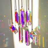 HDCRYSTALGIFTS Set 7 AB sun catcher prisms brighten windows with rainbow reflections