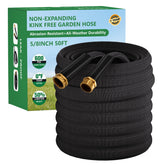 HDKing 50ft garden hose unrolled for efficient watering and cleaning.