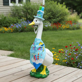 HDOOMN goose statue in porch dress, adds seasonal charm to outdoor spaces.