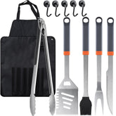 HE-SANQI 11-piece grill tools set ready for organized backyard grilling.