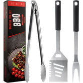 HE-SANQI griddle spatula close-up for precision flips and grease drainage.