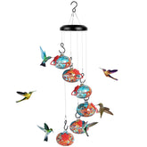 Headak Life charming wind chimes hummingbird feeder in blue glass attracts birds outdoors