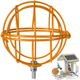 Hearthhub metal suet ball holder orange, front view for outdoor bird feeder.