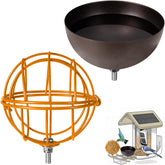 Hearthhub suet ball holder orange, side view, durable outdoor feeding solution.