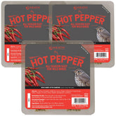 Heath hot pepper suet cakes three pack packaging for year round feeding.