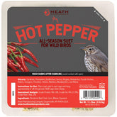 Heath Outdoor DD-25 hot pepper suet cake attracts cardinals and other colorful songbirds with high-energy nutrition.