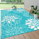 HEBE floral reversible outdoor rug offers two looks for patio styling