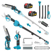 HECUSAM 4-in-1 cordless pole saw with extendable pole for easy tree trimming