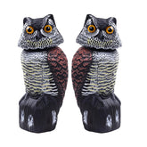 Hedoc 2-pack fake owl decoys with rotating head deter birds from fruit trees