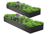 Henshwon galvanized raised bed 12x3x1ft top view, ideal for versatile planting.