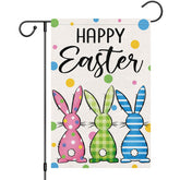 Heyfibro Happy Easter Bunnies flag, 12x18, outdoor display with cheerful bunnies.