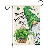 Heyfibro Happy St. Patrick's Day gnome flag front view for outdoor yard decor