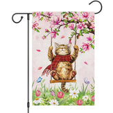 Heyfibro Spring Cat Welcome Flag on burlap adds charming curb appeal for outdoor seasonal decor