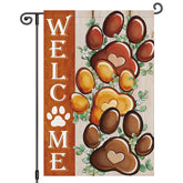 Heyfibro Welcome Garden Flag with dog-cat paw prints for outdoor welcome.