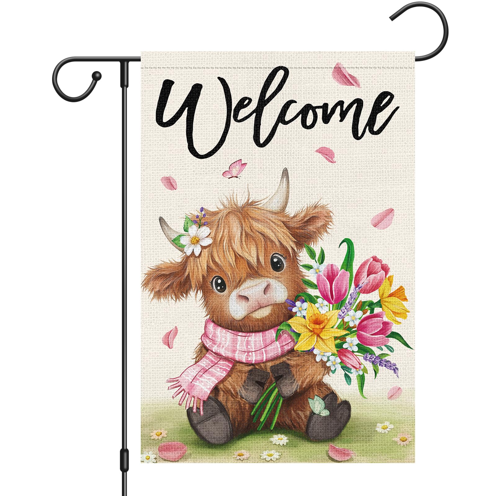 Heyfibro Welcome Spring Garden Flag enhances curb appeal in outdoor spaces.
