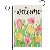 Heyfibro welcome spring tulip flag 12x18, ideal for seasonal curb appeal.