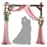 HeyMate Wedding Arch front view with rustic square wooden backdrop for ceremonies