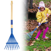 HFXXAD kids rake with blue head, 28-inch length for easy outdoor help