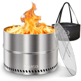 HGD 20inch smokeless firepit front view shows compact, clean-burning performance.