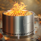 HGD 28-inch smokeless fire pit with stand, showcasing stable base for outdoor gatherings.