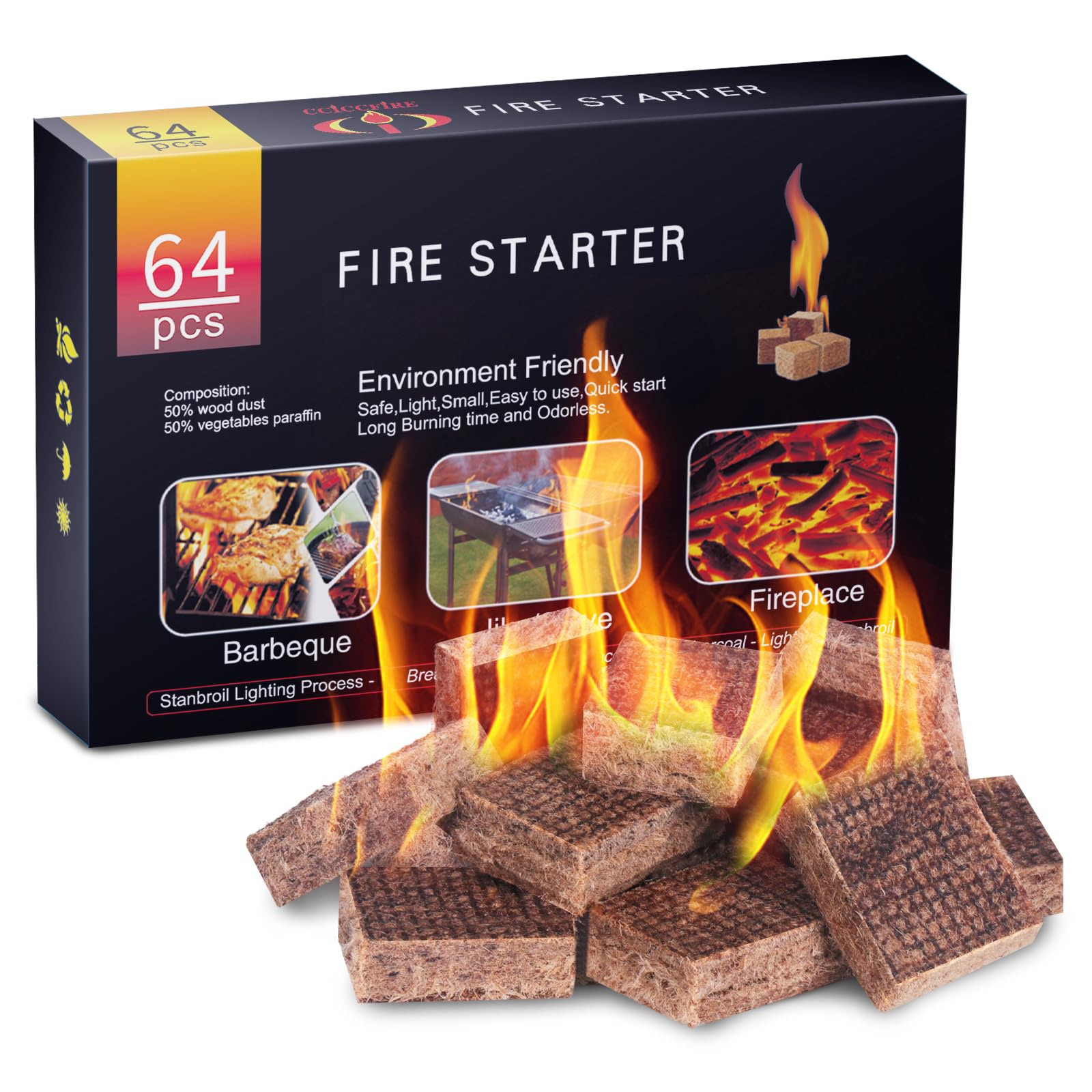 HGD Fire Starter packaging shown for easy transport and quick lighting.