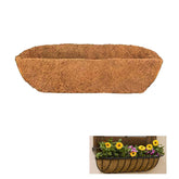 HHTHH trough coco liner 48-inch wall planter viewed front, showing replaceable coconut liner for easy maintenance.