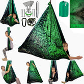 HiCamer Sensory Swing crystal green close-up shows durable double-layer fabric for daily use