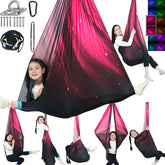 HiChrote sensory swing in space pink indoors offering secure, calming setup