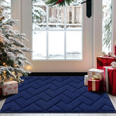 Hicorfe indoor doormat navy front view, absorbing moisture to keep floors dry