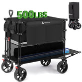 Hikenture Double Decker Wagon showing 500 lb capacity for beach gear and family outings
