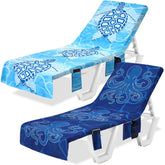 Hillsuren turtle-pattern lounge towel cover on chair, vibrant print for easy beach spot finding.