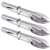 HINMAY mini 7-inch stainless steel tongs for serving salads and appetizers.