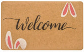 HinyBoeh Easter Welcome Doormat bunny front view showing durable coir, great curb appeal