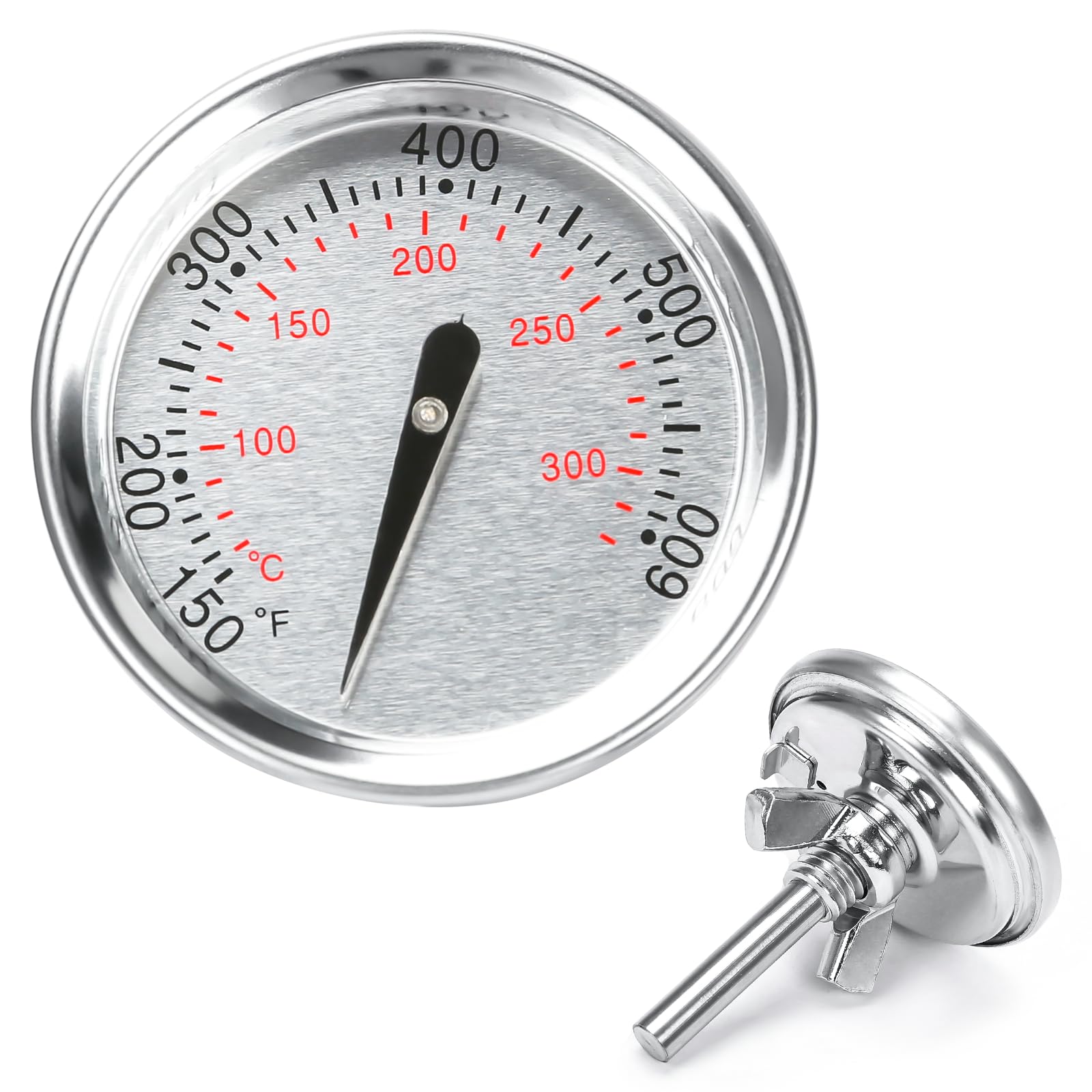 Hisencn 1.8-inch dial thermometer mounted on a Weber grill for precise heat control