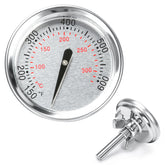 Hisencn 1.8-inch dial thermometer mounted on a Weber grill for precise heat control