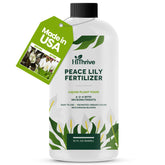 HiThrive Peace Lily plant food bottle pour supports lush growth.