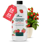 HiThrive strawberry fertilizer bottle ready for easy feeding.