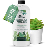 HiThrive succulent fertilizer 16oz bottle for vibrant leaves and stronger roots.