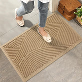 HIYARD sturdy front door mat beige 36×24 captures dirt at the entry