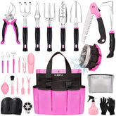 HLWDFLZ pink garden tool set with detachable-bag keeps tools organized
