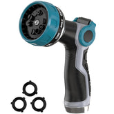 HmiL-U heavy-duty garden hose nozzle front view highlights rugged metal head and ergonomic grip for durable outdoor watering.
