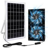 HNRLOY solar exhaust fan pair with 15W panel boosts outdoor airflow.