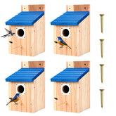 Hoamayya blue birdhouse 4-pack with predator guard for safe backyard nesting.