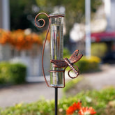 HOBYLUBY dragonfly rain gauge with glass tube for precise garden rainfall readings